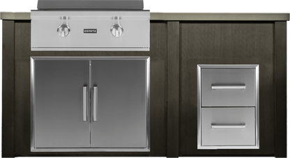 Haven 72" Coyote Outdoor Kitchen Island w/ 2 Drawer Cabinet | HCOY72DRAW-2 - HCOY72DRAW-2