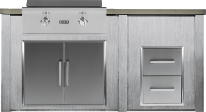 Haven 72" Coyote Outdoor Kitchen Island w/ 2 Drawer Cabinet | HCOY72DRAW-2 - HCOY72DRAW-2