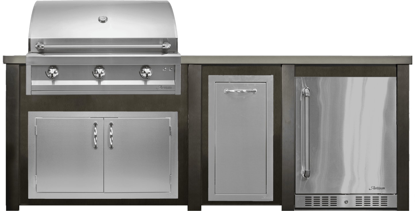 Haven 96" Artisan Outdoor Kitchen Island  w/ 24" Refrigerator - HART96REF