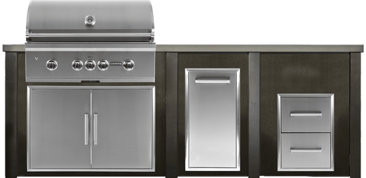 Haven 96" Coyote Outdoor Kitchen Island w/ 2 Drawer Cabinet | HCOY96DRAW - HCOY96DRAW