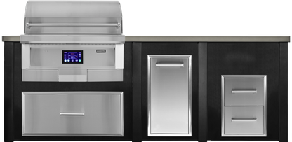 Haven 8 Ft Coyote Pellet Outdoor Kitchen Island w/ 2 Drawer Cabinet - HCOY96PDRAW