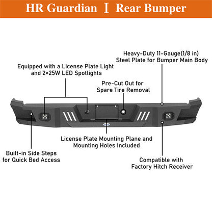 Heavy-duty Steel Rear Bumper for 1988-1998 Chevy C/K 1500 2500 Fleetside - Hooke Road
