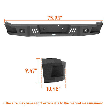 Heavy-duty Steel Rear Bumper for 1988-1998 Chevy C/K 1500 2500 Fleetside - Hooke Road