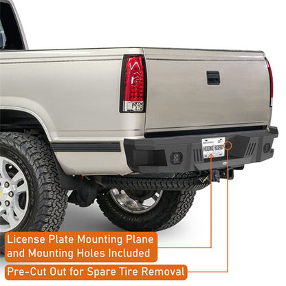 Heavy-duty Steel Rear Bumper for 1988-1998 Chevy C/K 1500 2500 Fleetside - Hooke Road