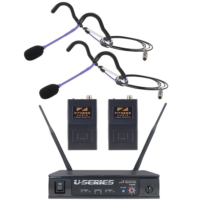 Fitness Audio U-Series Heavy-Use System Bundle with Two Emic Headset Microphones