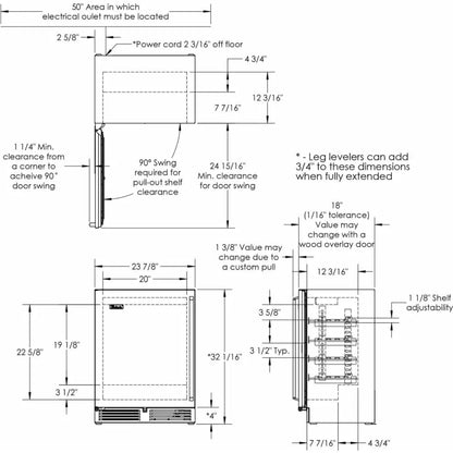 Perlick 24" Built-in Counter Depth Outdoor Wine Reserve with 3.1 cu. ft. Capacity, Panel Ready-Glass Door - HH24WO-4-4