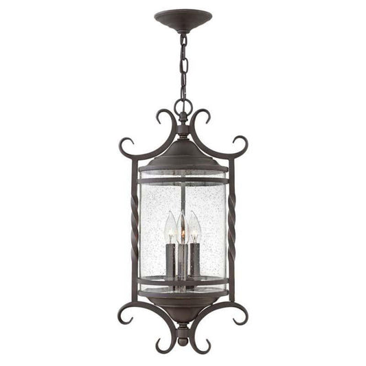 Hinkley Lighting Outdoor Casa Olde Black with Clear Seedy Glass Hanging Light - 1147OL-CL