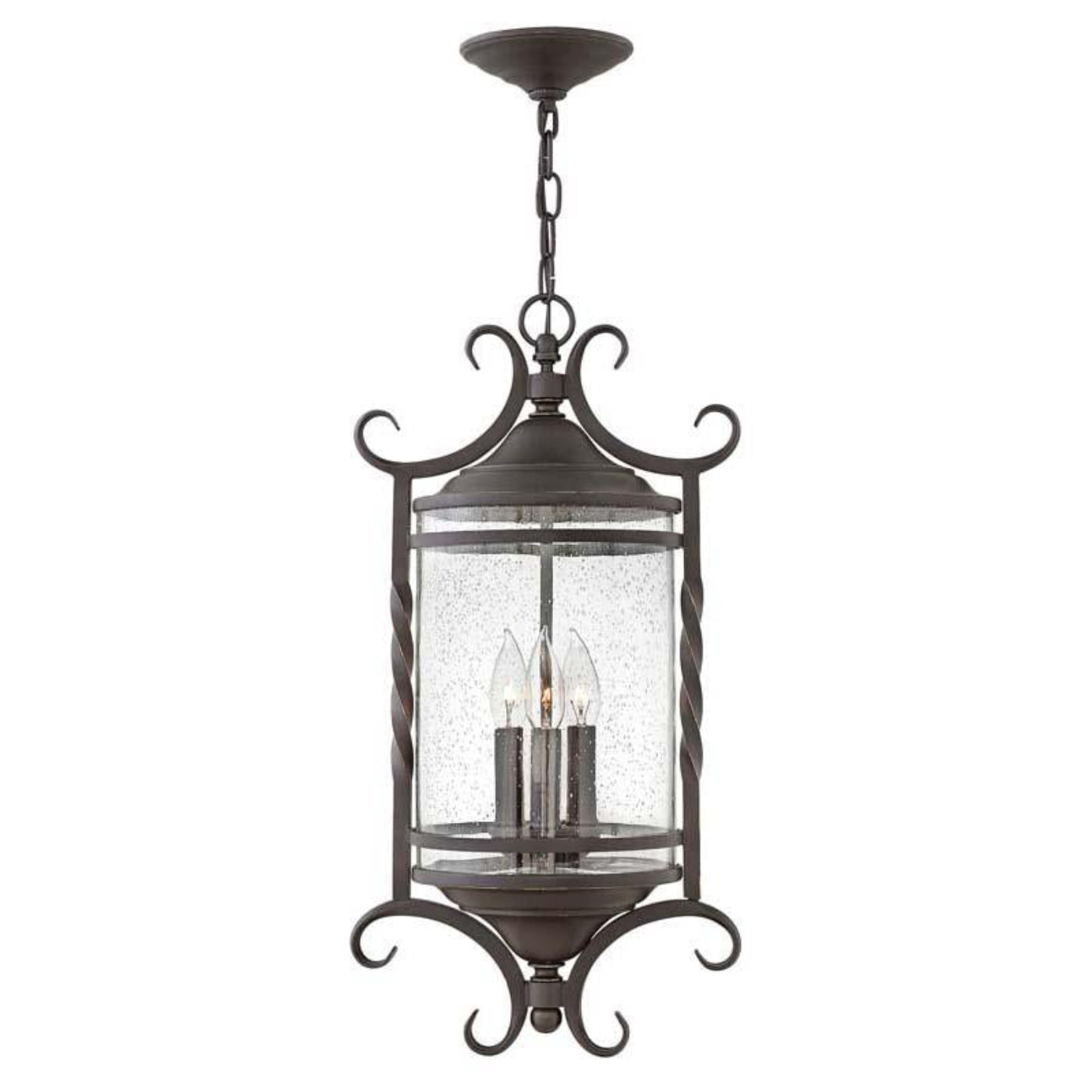 Hinkley Lighting Outdoor Casa Olde Black with Clear Seedy Glass Hanging Light - 1147OL-CL