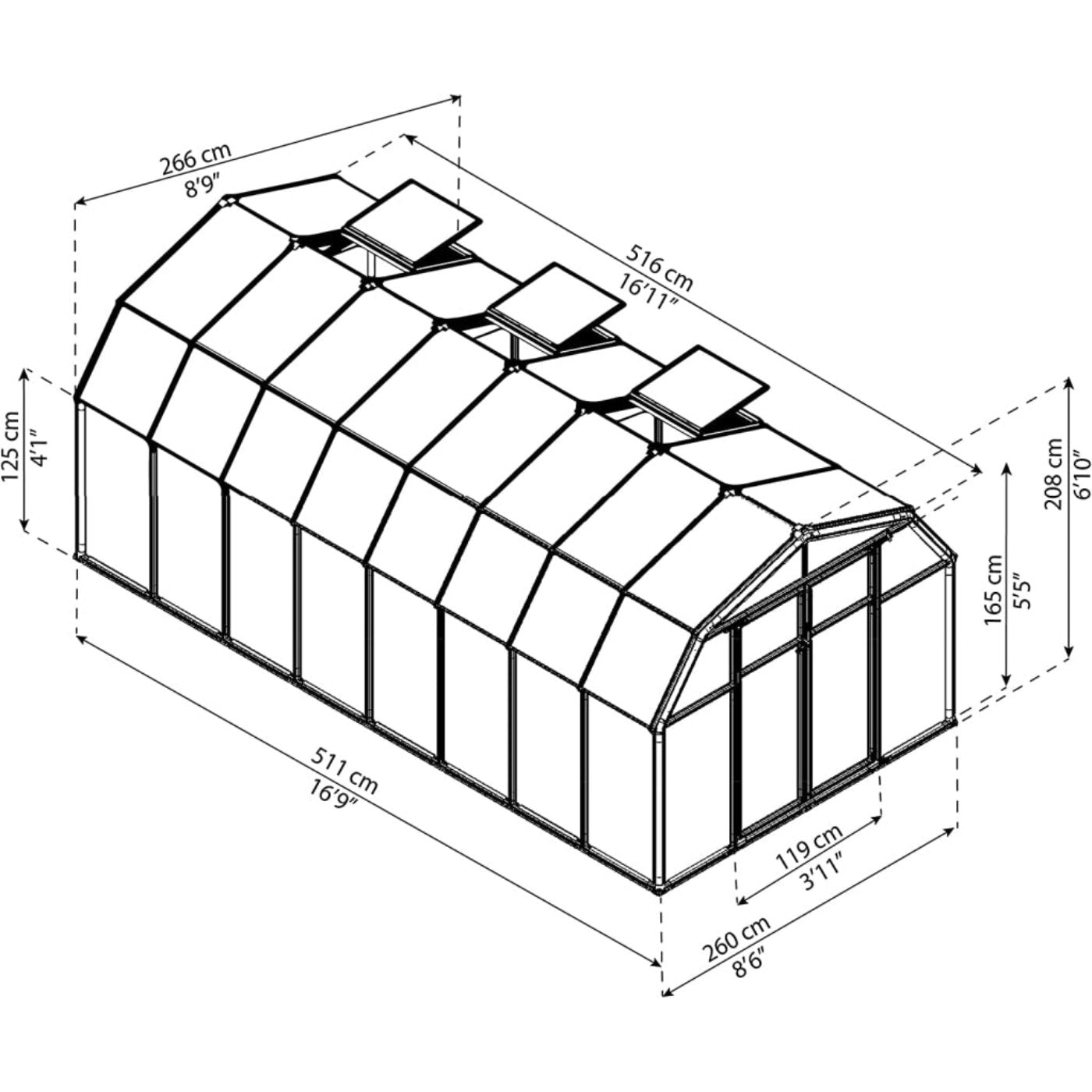 Rion Hobby Gardener 8' x 16' Greenhouse - HG7116