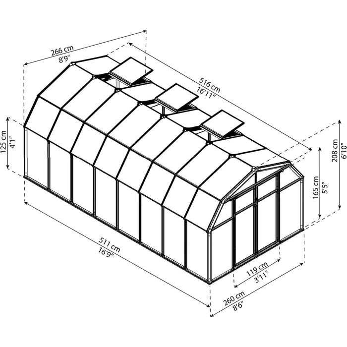 Rion Hobby Gardener 8' x 16' Greenhouse - HG7116