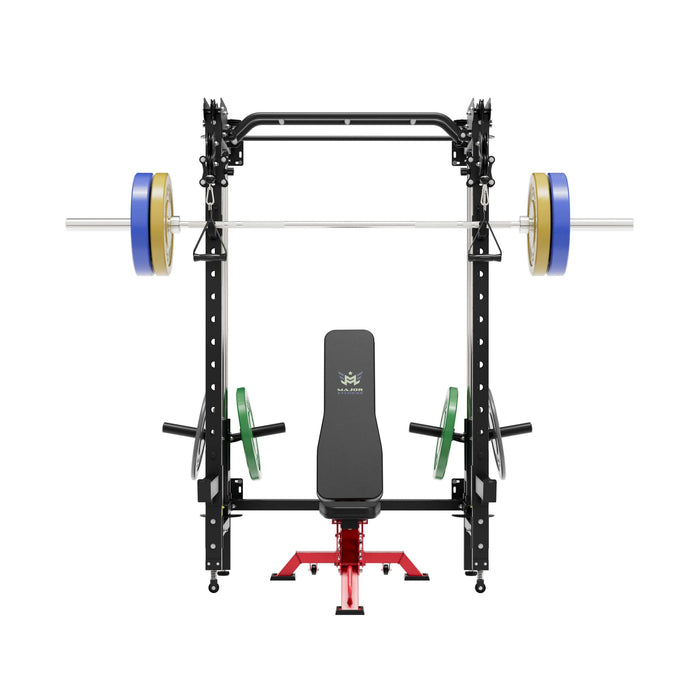 MAJOR FITNESS All-In-One Home Gym Folding Power Rack Package Lightning F35 - F35BL-PLT01BL-OWPNT230-OBBLS