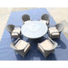 HomeRoots Furniture - Gray 7-Piece Outdoor Round Table Dining Set with Cushion - 372325 | 221.91" x 53.82" x 24.96"