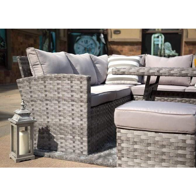 145.08" X 31.98" X 32.37" Gray 6-Piece Wide Outdoor Sectional Set with Cushions and Ottomans - 372329