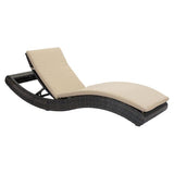 27.5" X 78.5" X 14" Brown And Beige Synthetic Weave Beach Chaise Lounge - 296297