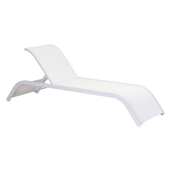 25.6" X 86" X 37" White Mesh Beach Chaise Lounge - 249216