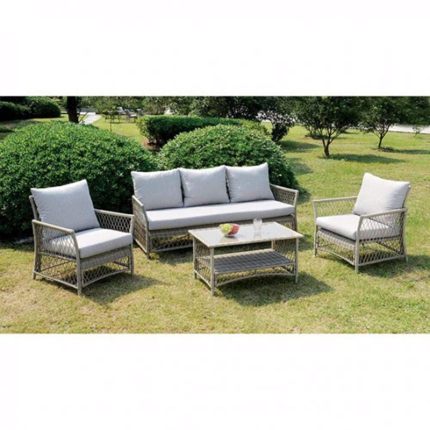 Sturdy Contemporary Patio Seating, Set Of 4, Light Gray - 303008