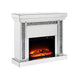 Wood and Mirror Electric Fireplace with Faux Crystal Dusted Columns, Clear - 350908