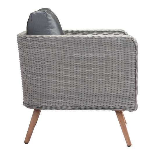 35.4" x 30.3" x 33.9" Natural & Gray, Synthetic Weave & Aluminium, Arm Chair - 364706