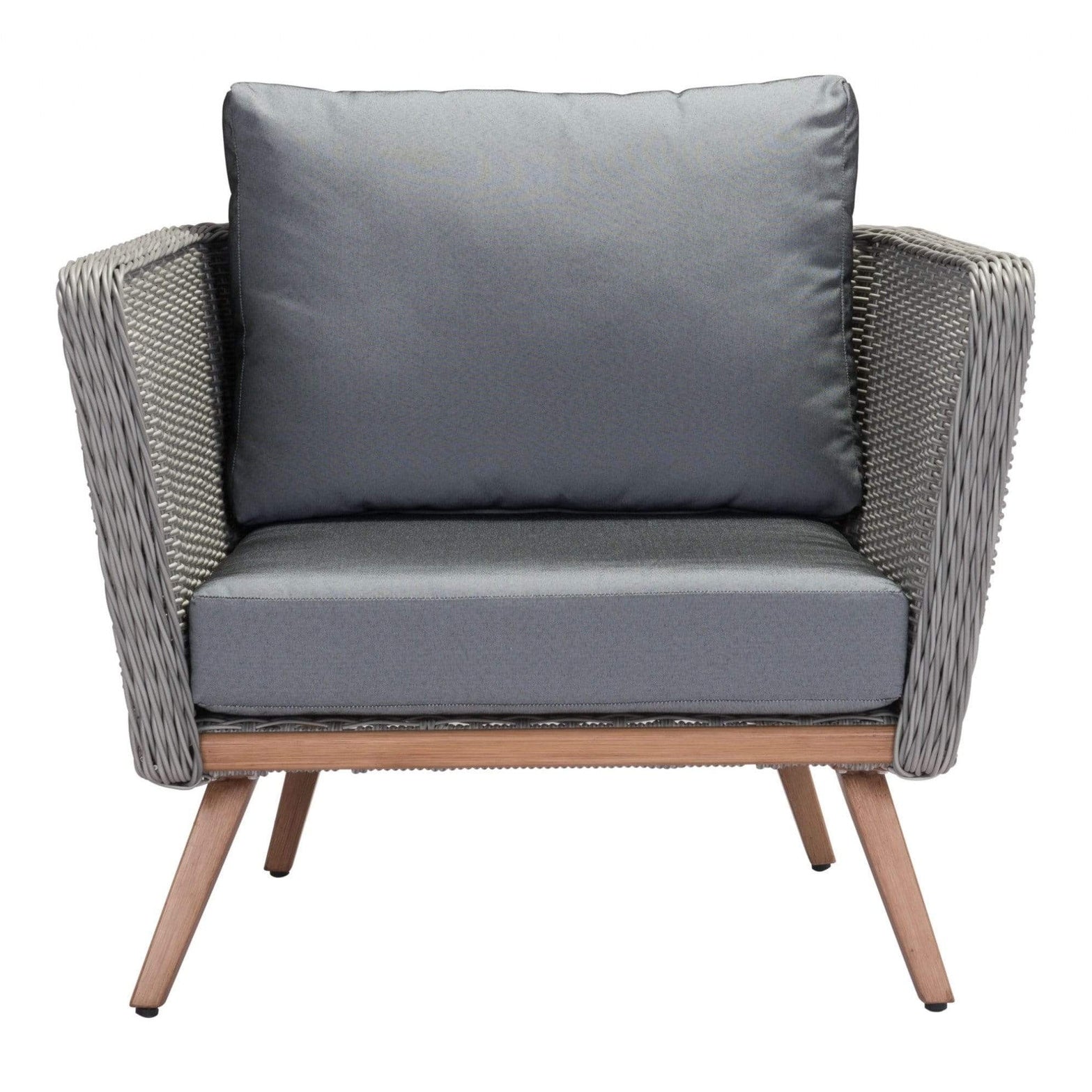 35.4" x 30.3" x 33.9" Natural & Gray, Synthetic Weave & Aluminium, Arm Chair - 364706