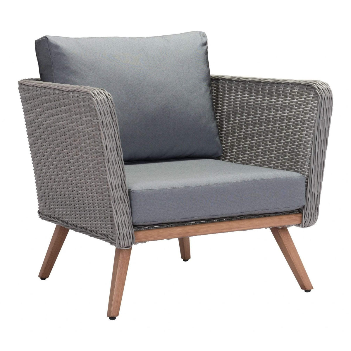 35.4" x 30.3" x 33.9" Natural & Gray, Synthetic Weave & Aluminium, Arm Chair - 364706