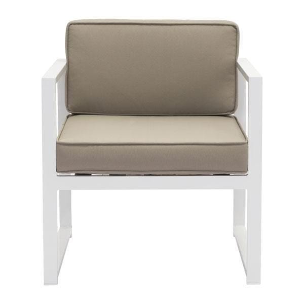 25.2" X 26" X 29.5" 2 Pcs White And Taupe Sunproof Fabric Beach Arm Chair - 296357