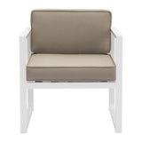 25.2" X 26" X 29.5" 2 Pcs White And Taupe Sunproof Fabric Beach Arm Chair - 296357