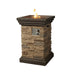 HomeRoots Outdoors- Square Outdoor Gas Fire Pit with Lava Rocks and Stone Cladding, Brown | 352192