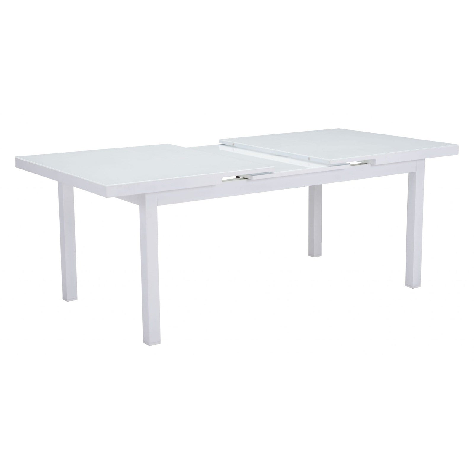 70.5" x 39.5" x 29.5" White, Tempered Glass, Aluminum, Dining Table - 364685