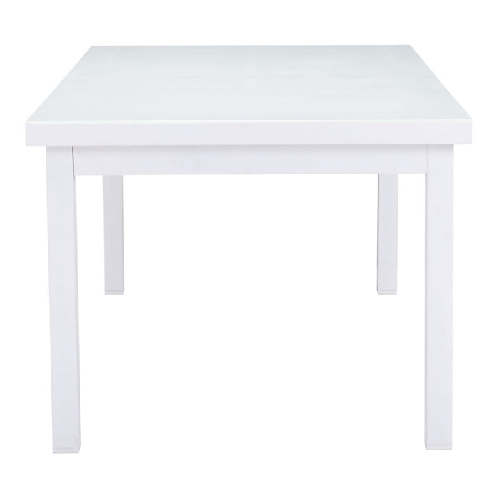 70.5" x 39.5" x 29.5" White, Tempered Glass, Aluminum, Dining Table - 364685