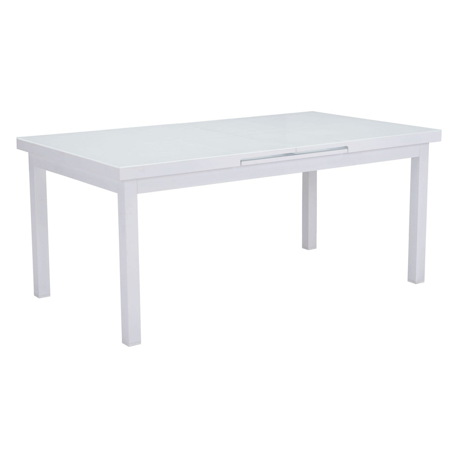 70.5" x 39.5" x 29.5" White, Tempered Glass, Aluminum, Dining Table - 364685