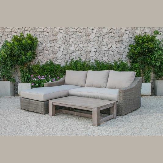 30" Aluminum, Wood, and Rattan Sectional Sofa Set - 282706