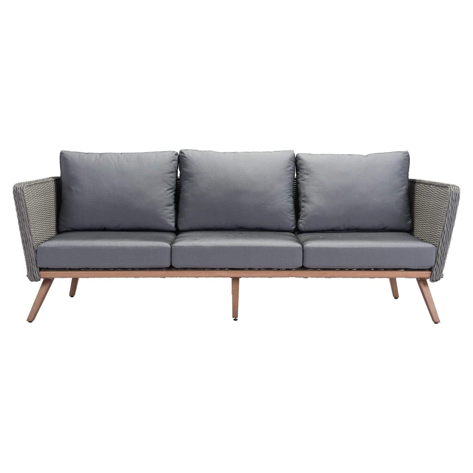 87.4" x 30.3" x 33.9" Natural & Gray, Synthetic Weave & Aluminium, Sofa - 364707