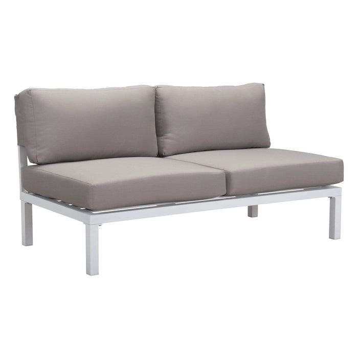 55.9" x 30.3" x 28.7" White & Gray, Polyresin, Powder Coated Aluminum, Loveseat - 364695