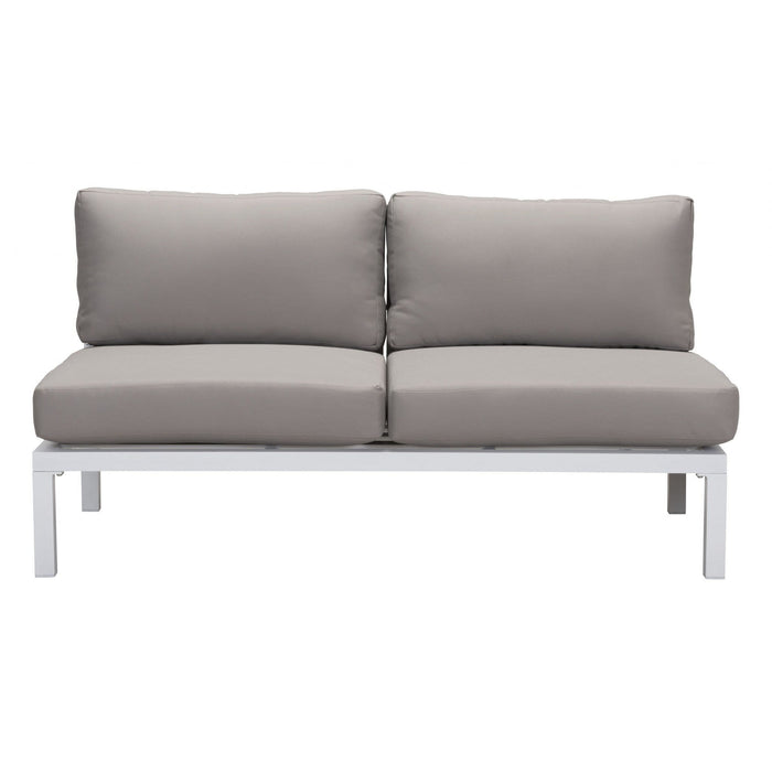 55.9" x 30.3" x 28.7" White & Gray, Polyresin, Powder Coated Aluminum, Loveseat - 364695