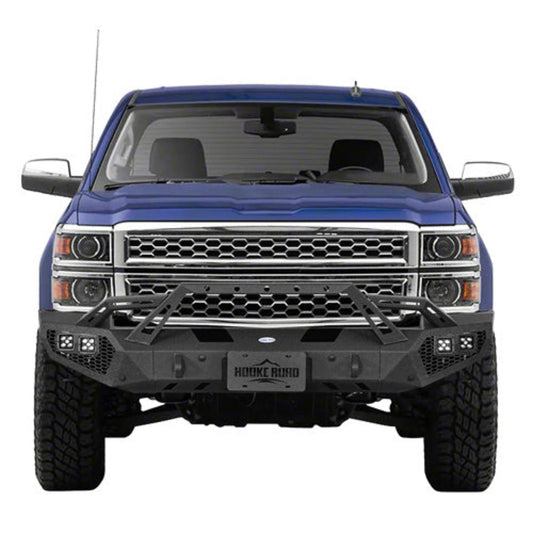 Front Bumper w/ Winch Plate & LED Spotlights (14-15 Chevy Silverado 1500) - Hooke Road - HE.9037A+HE.9037B
