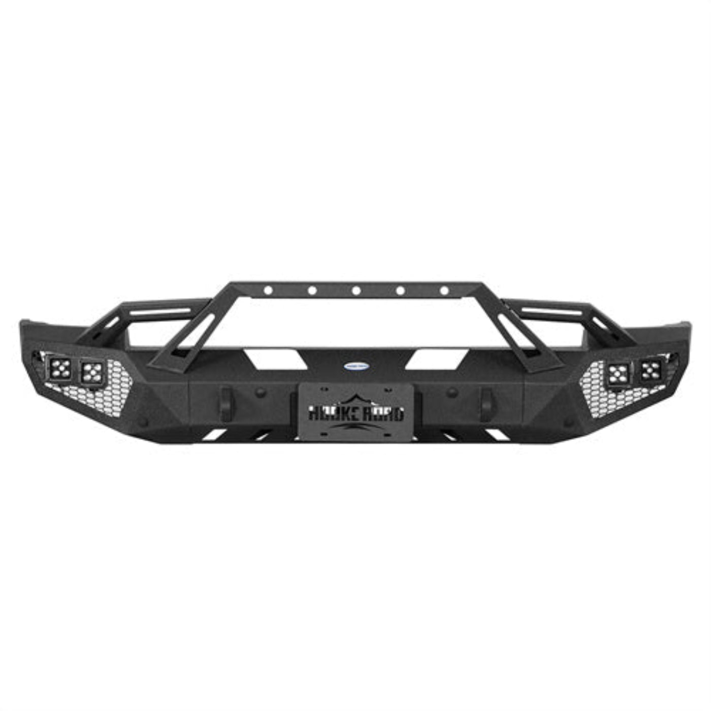 Front Bumper w/ Winch Plate & LED Spotlights (14-15 Chevy Silverado 1500) - Hooke Road - HE.9037A+HE.9037B
