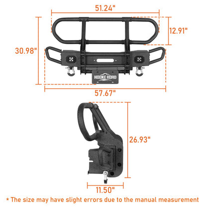 Rock Crawler Front Bumper w/ Grille Guard & Winch Plate (18-25 Jeep Wrangler JL & 20-25 Gladiator JT) - Hooke Road