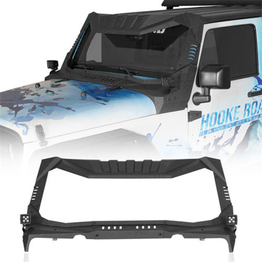Jeep JK Windshield Frame Armor (07-18 Jeep Wrangler JK) - Hooke Road - HE.2108-BS