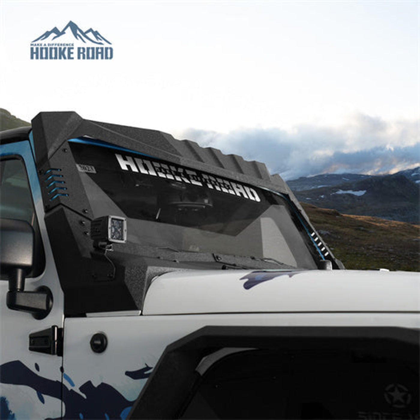 Jeep JK Windshield Frame Armor (07-18 Jeep Wrangler JK) - Hooke Road - HE.2108-BS