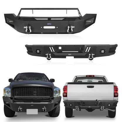 Hooke Road Full Width Front Bumper & Rear Bumper(06-08 Ram 1500) - DiscoveryⅠ - HE.6502A+HE.6502B+HE.6503