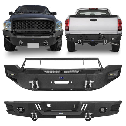 Hooke Road Full Width Front Bumper & Rear Bumper(06-08 Ram 1500) - DiscoveryⅠ - HE.6502A+HE.6502B+HE.6503