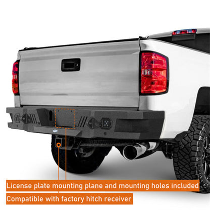 Rear Bumper for 2011-2019 Chevy Silverado & GMC Sierra 2500HD 3500HD Model -Hooke Road - HE.9530