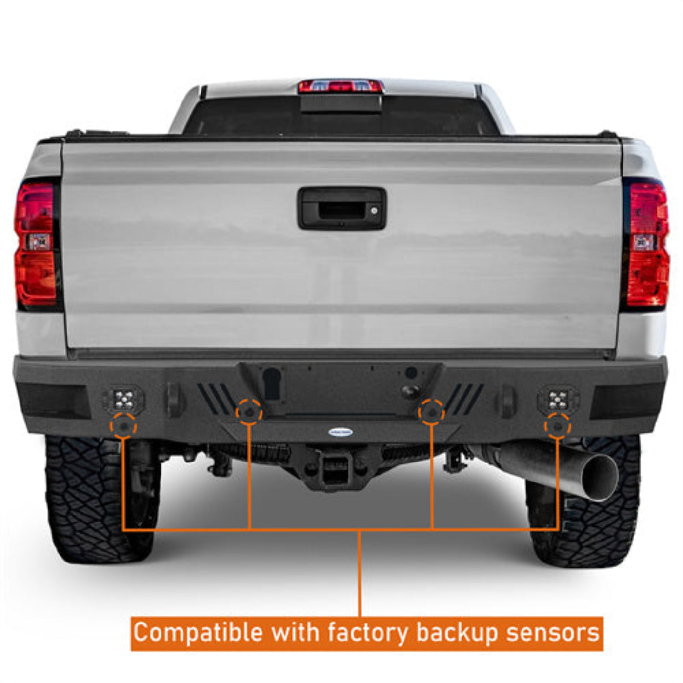 Rear Bumper for 2011-2019 Chevy Silverado & GMC Sierra 2500HD 3500HD Model -Hooke Road - HE.9530