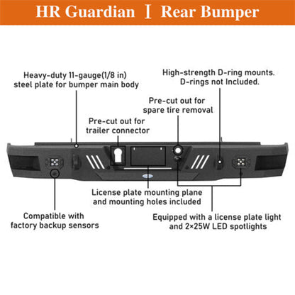 Rear Bumper for 2011-2019 Chevy Silverado & GMC Sierra 2500HD 3500HD Model -Hooke Road - HE.9530