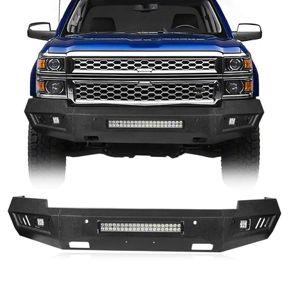 Silverado Front Bumper & Rear Bumper Combo w/LED Lights For Chevy Silverado 1500 - Hooke Road - HE.9021&HE.9024