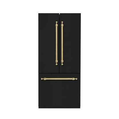 Hallman 36" Built-in French Door Refrigerator with 14 Cu.Ft. and Bottom Freezer 5.5 Cu.Ft. Contemporary European Design, Panel ready