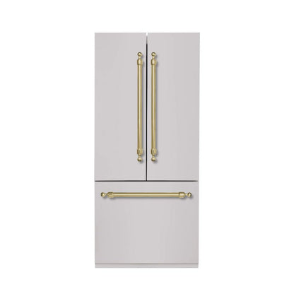 Hallman 36" Built-in French Door Refrigerator with 14 Cu.Ft. and Bottom Freezer 5.5 Cu.Ft. Contemporary European Design, Panel ready