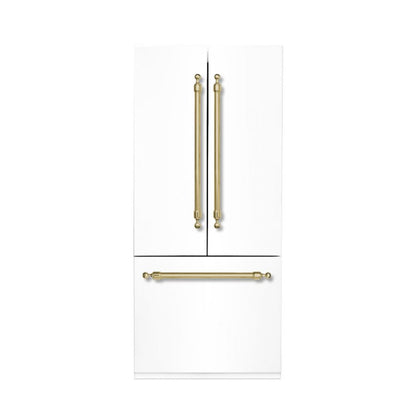 Hallman 36" Built-in French Door Refrigerator with 14 Cu.Ft. and Bottom Freezer 5.5 Cu.Ft. Contemporary European Design, Panel ready