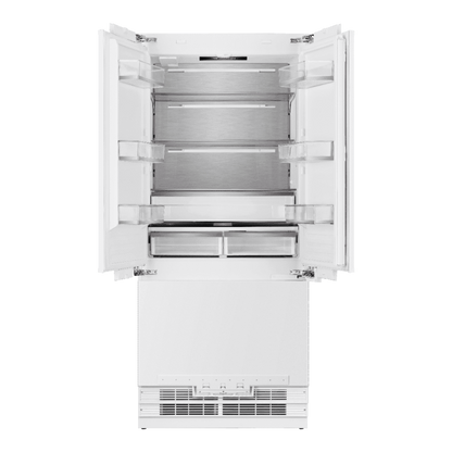 Hallman 36" Built-in French Door Refrigerator with 14 Cu.Ft. and Bottom Freezer 5.5 Cu.Ft. Contemporary European Design, Panel ready