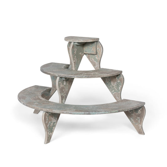 Park Hill Collection Wood Garden Tiered Plant Stand - Rustic Three-Tier Display for Potted Plants, Handcrafted Charm - EGG36152